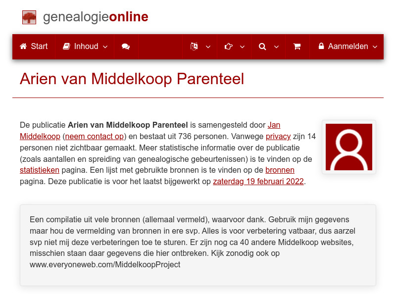 Screenshot van website