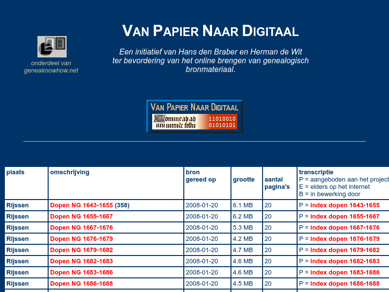Screenshot van website