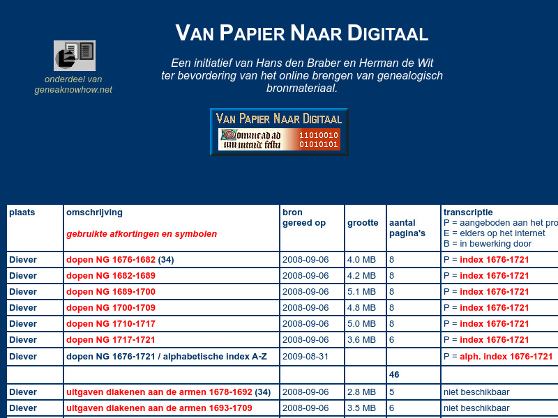 Screenshot van website
