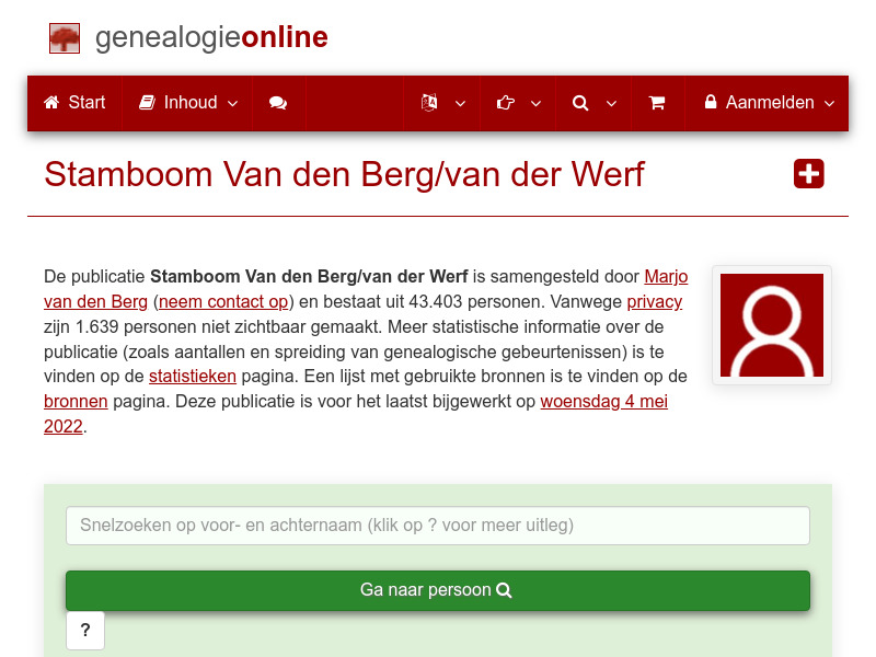 Screenshot van website