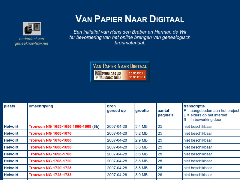 Screenshot van website