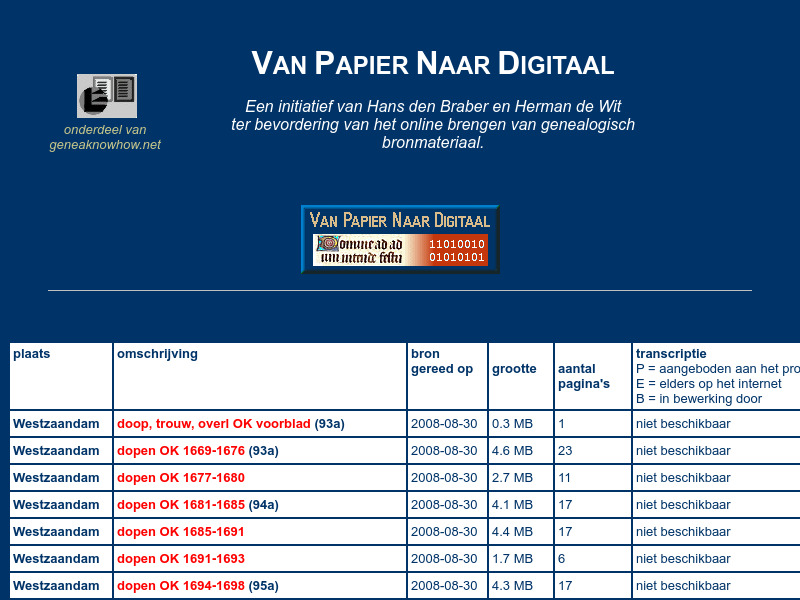 Screenshot van website