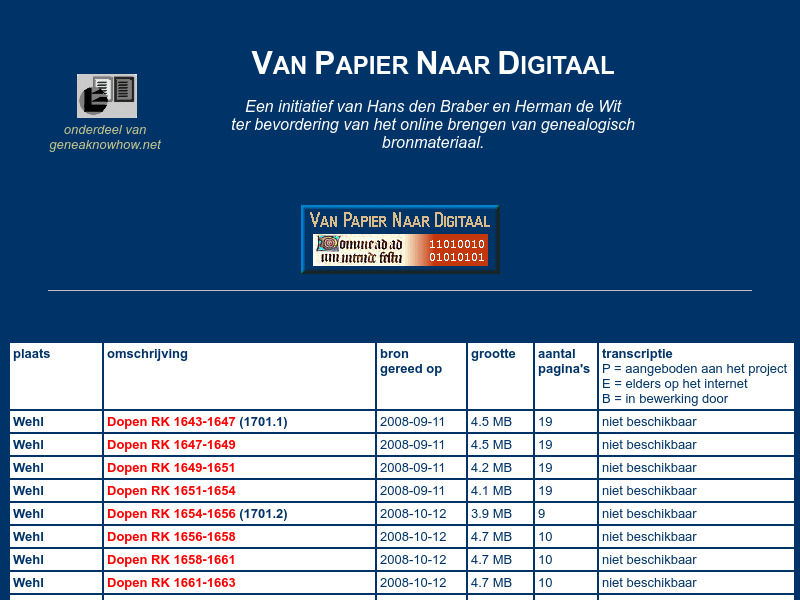 Screenshot van website