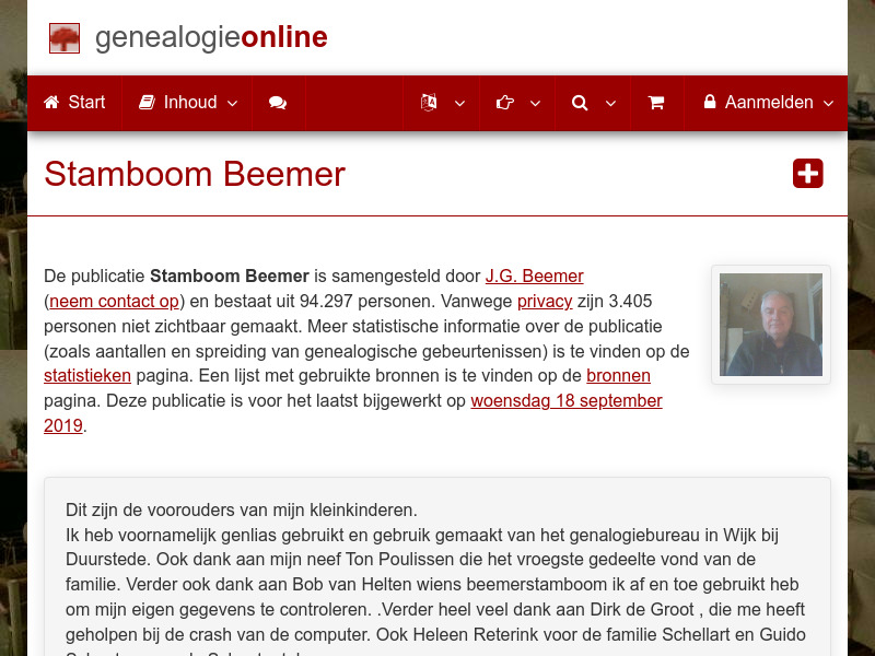 Screenshot van website