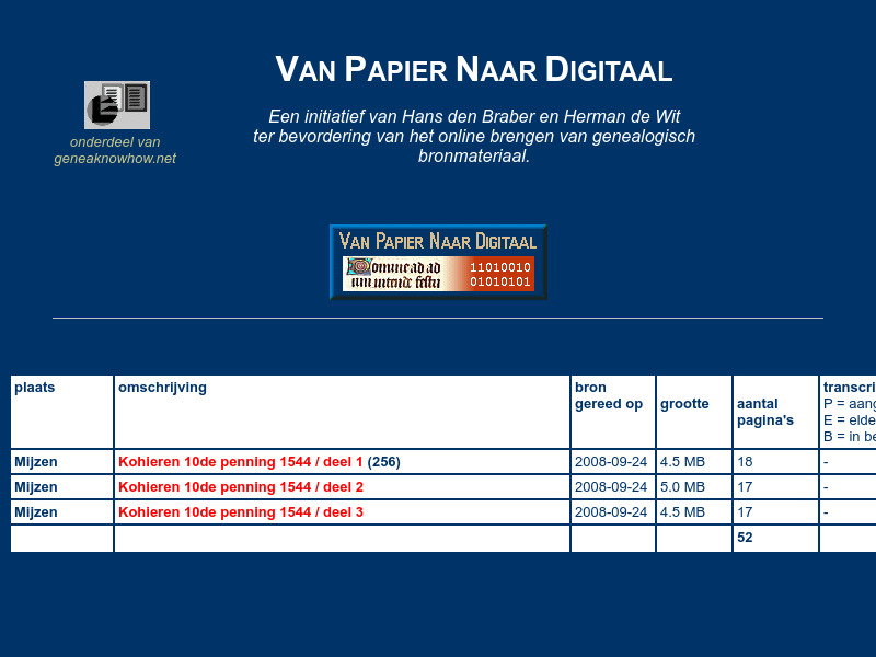 Screenshot van website