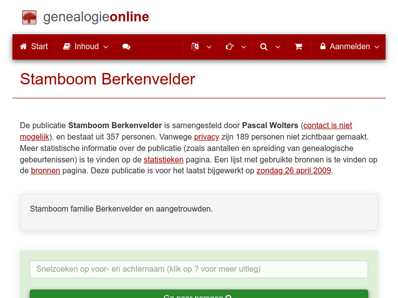 Screenshot van website