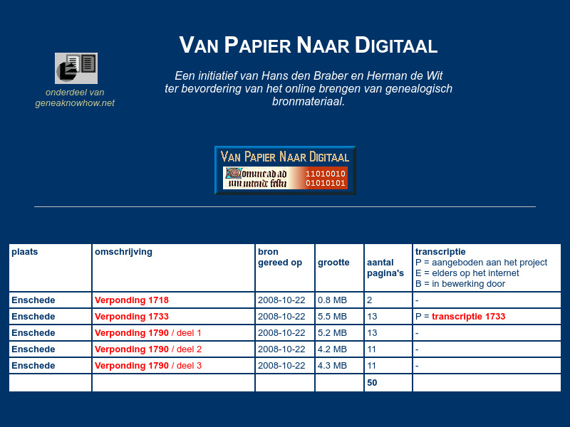 Screenshot van website