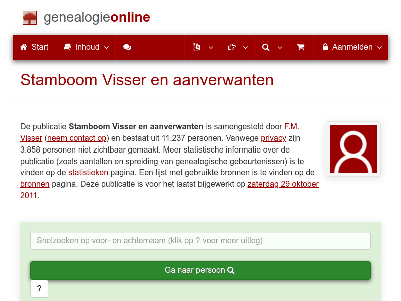 Screenshot van website