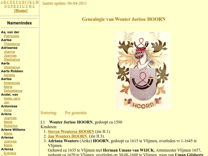 Screenshot van website