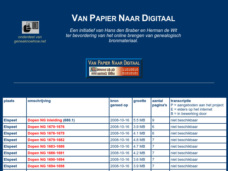 Screenshot van website