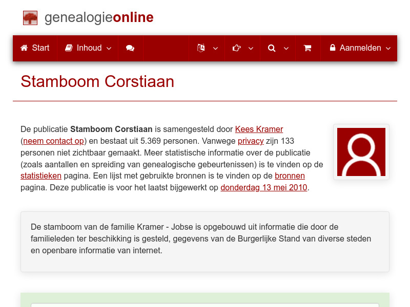 Screenshot van website