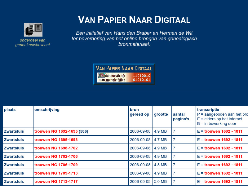Screenshot van website