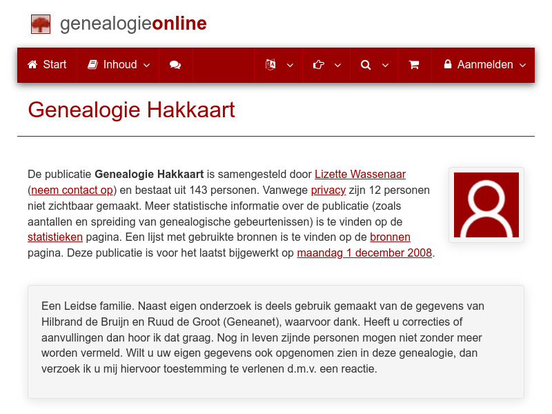 Screenshot van website