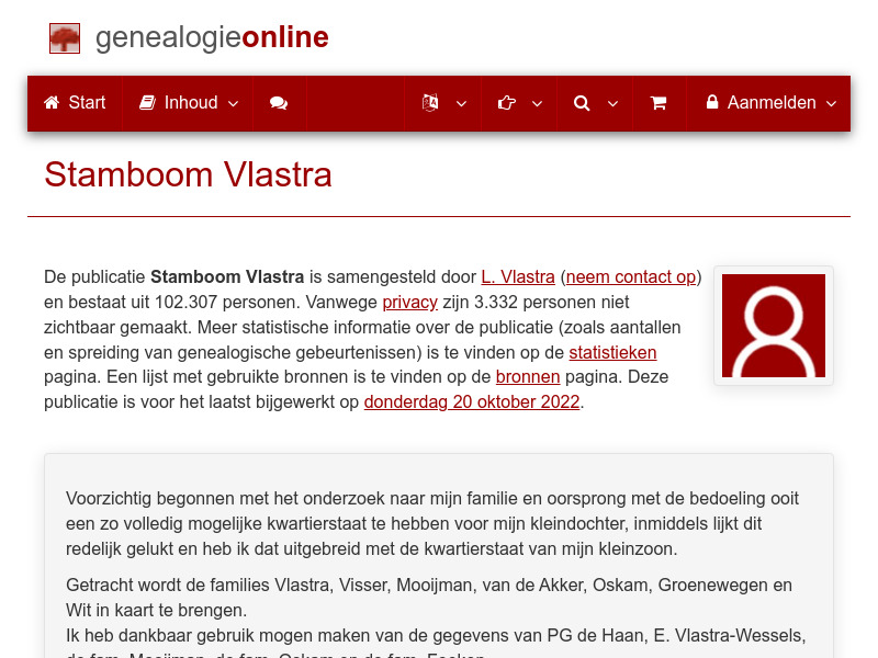 Screenshot van website