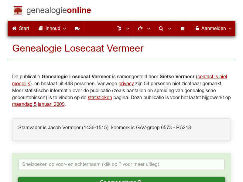 Screenshot van website