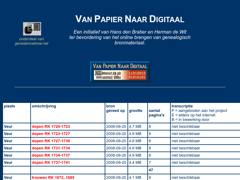 Screenshot van website