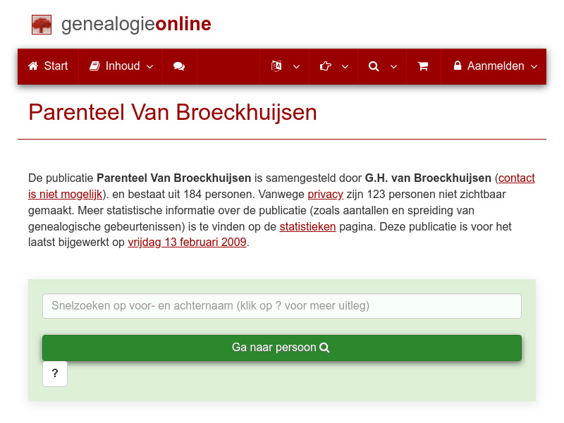 Screenshot van website