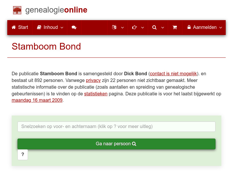 Screenshot van website