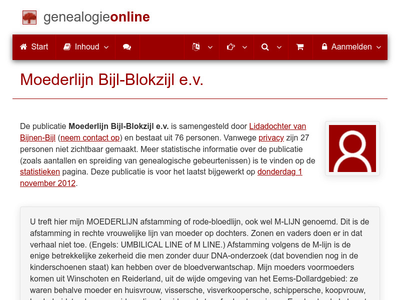 Screenshot van website