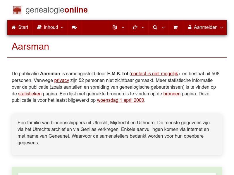 Screenshot van website