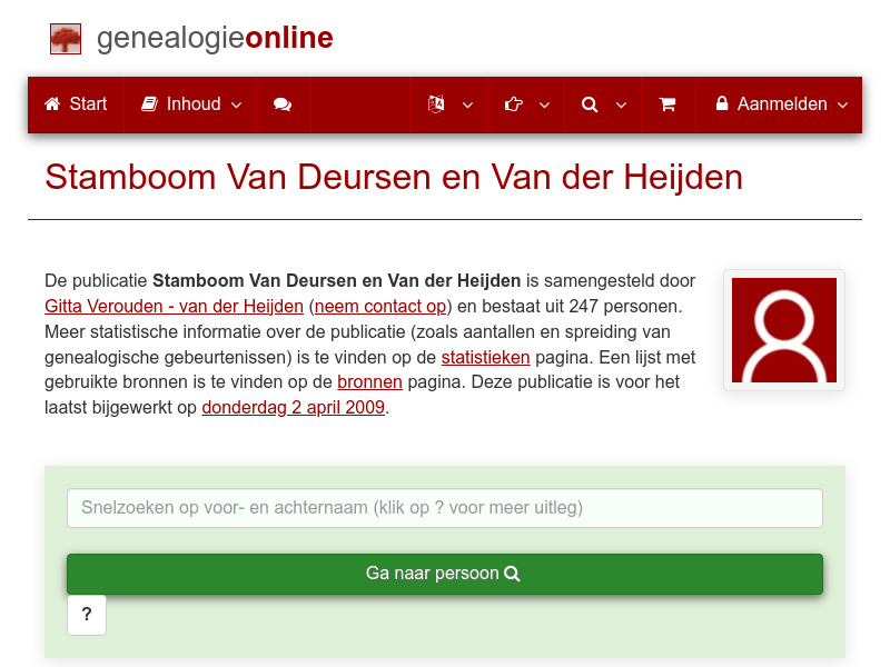 Screenshot van website