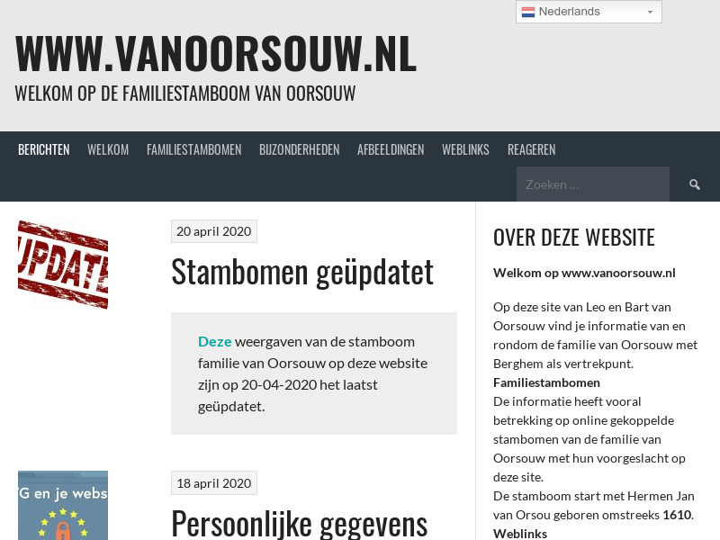 Screenshot van website