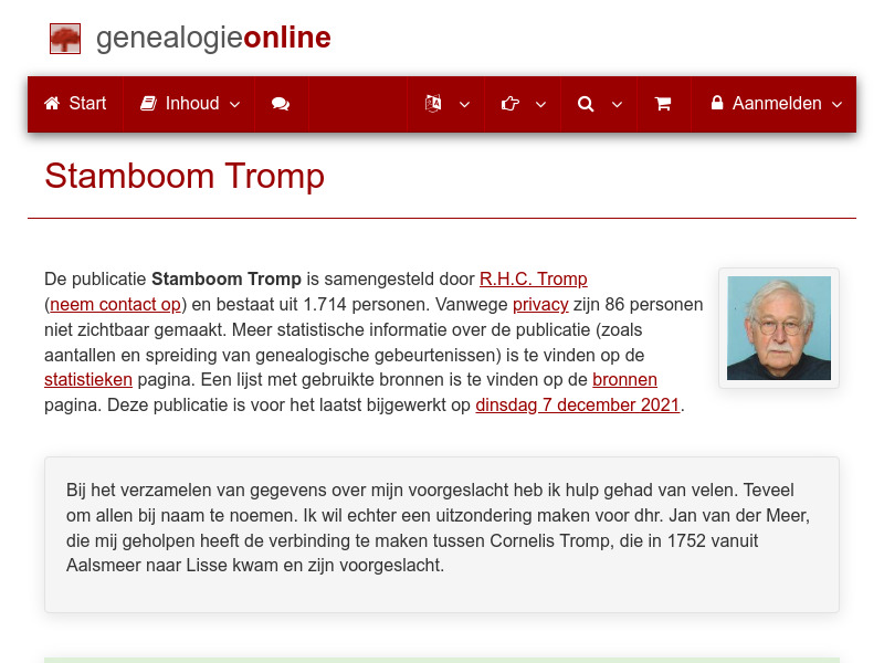 Screenshot van website
