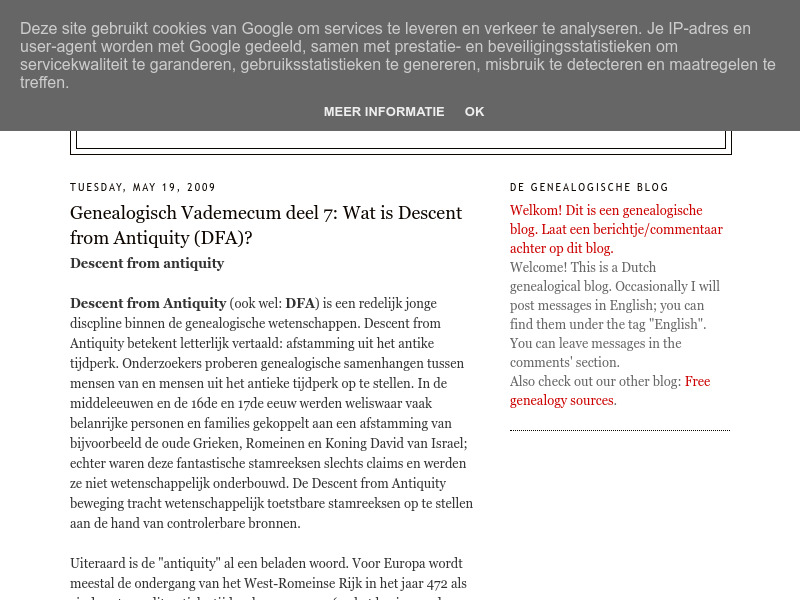 Screenshot van website