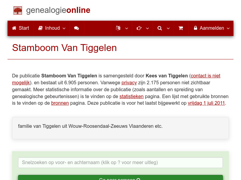 Screenshot van website