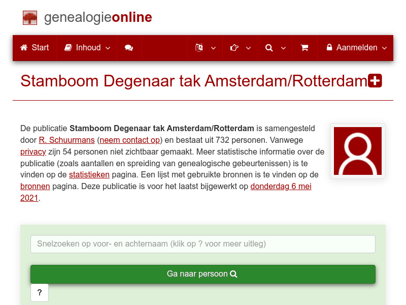 Screenshot van website