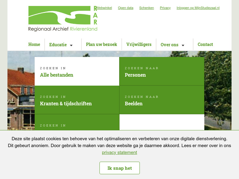 Screenshot van website
