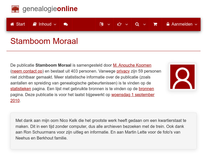 Screenshot van website