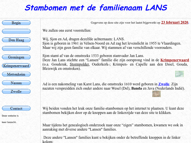 Screenshot van website
