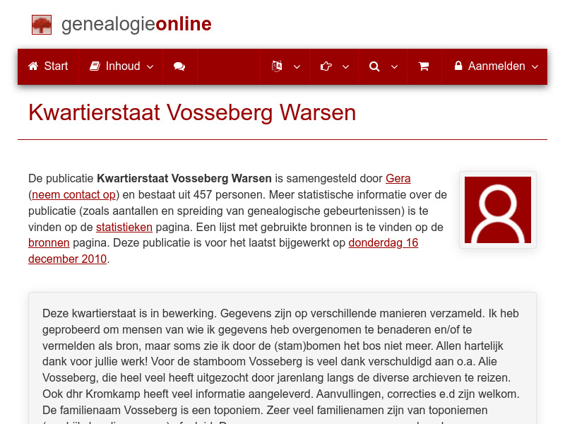 Screenshot van website
