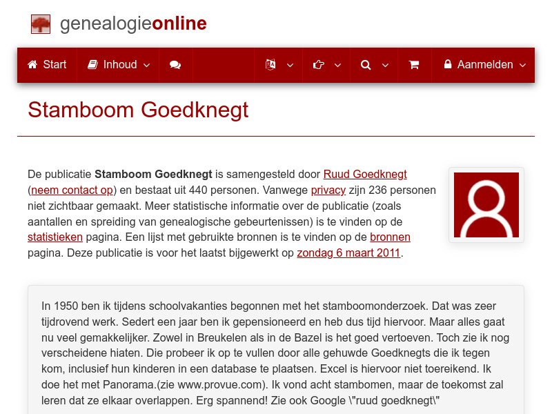 Screenshot van website