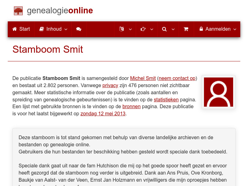 Screenshot van website