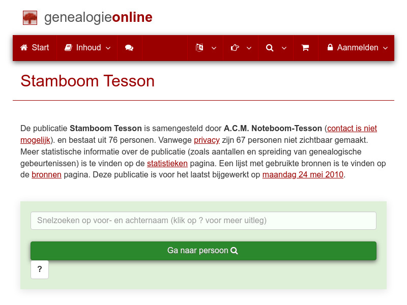Screenshot van website