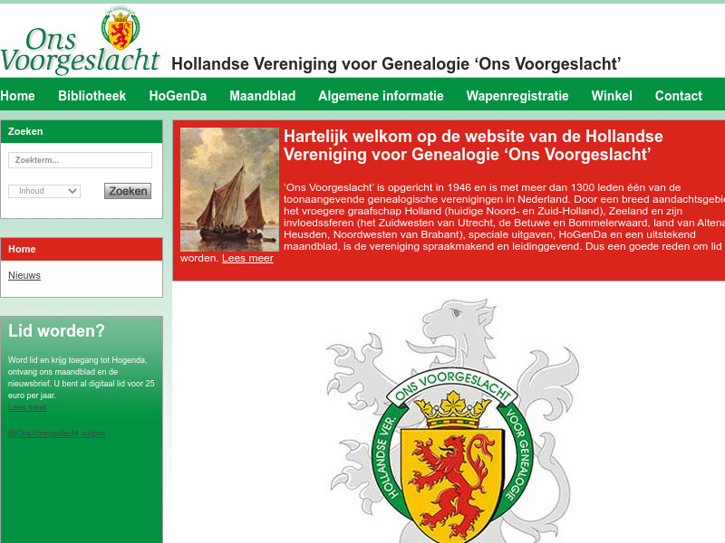 Screenshot van website