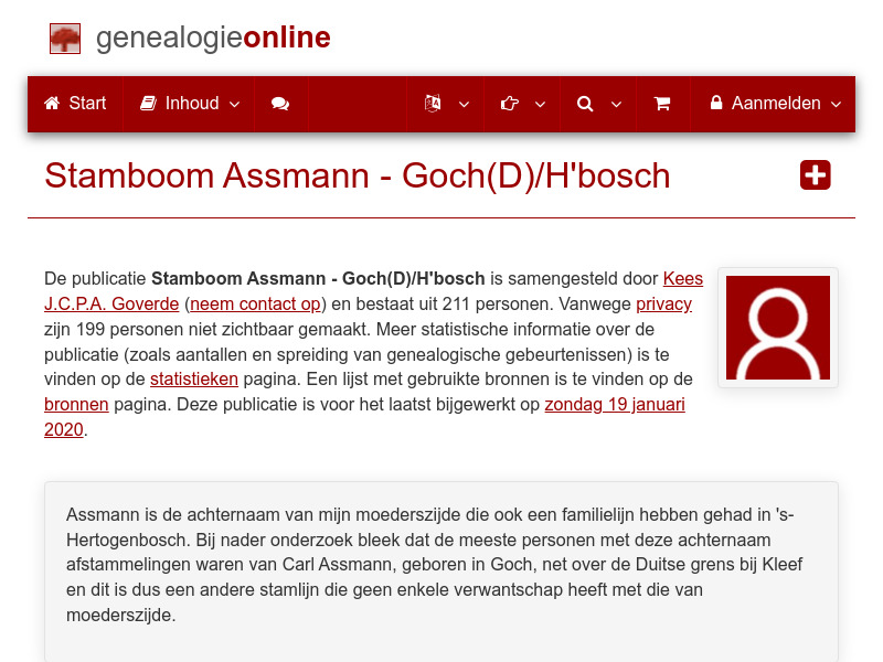 Screenshot van website