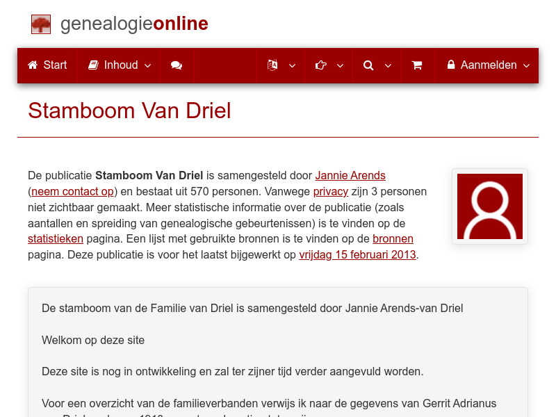 Screenshot van website