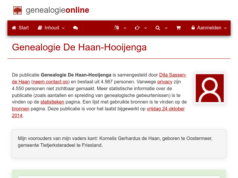 Screenshot van website
