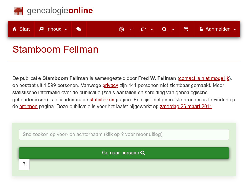 Screenshot van website