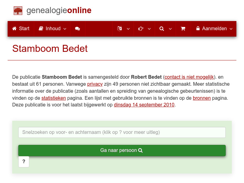 Screenshot van website