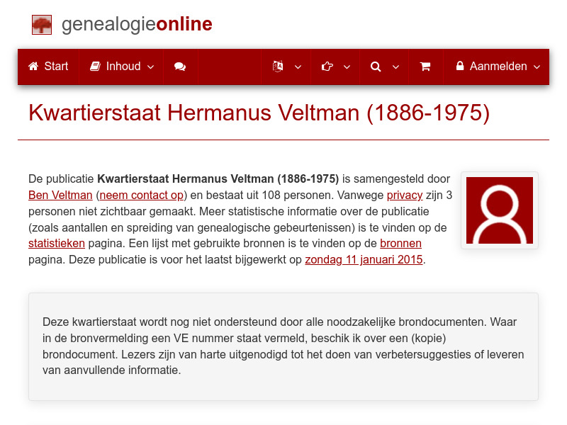 Screenshot van website