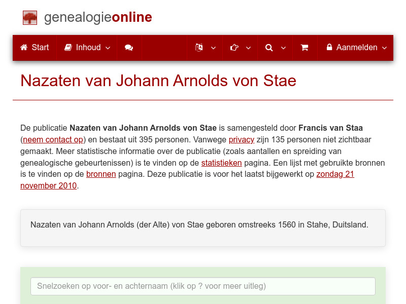 Screenshot van website