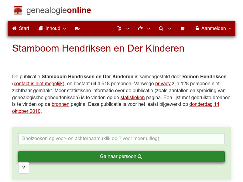 Screenshot van website