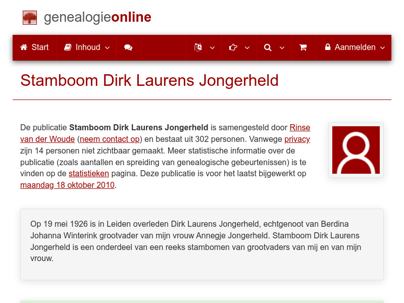 Screenshot van website
