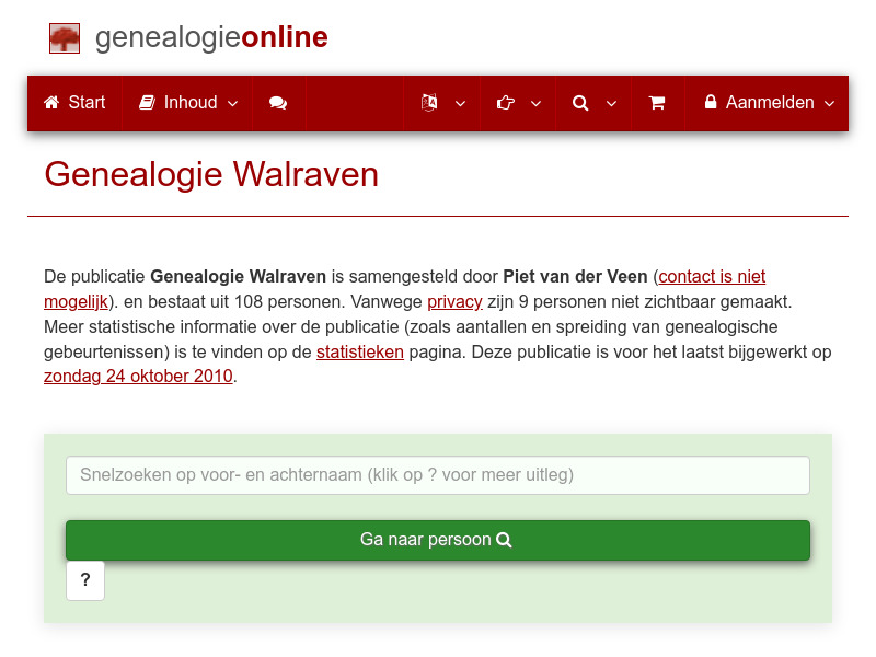 Screenshot van website
