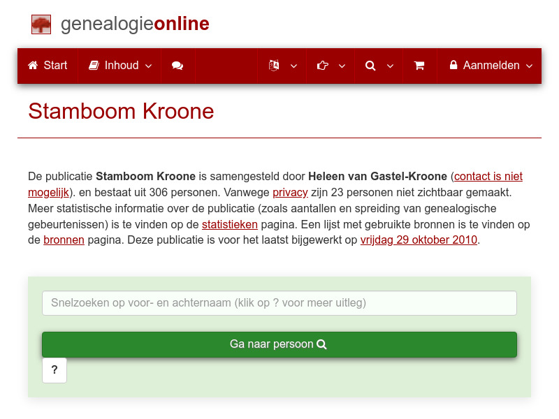 Screenshot van website