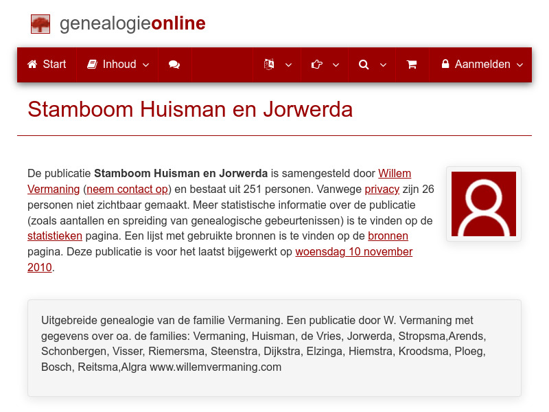 Screenshot van website